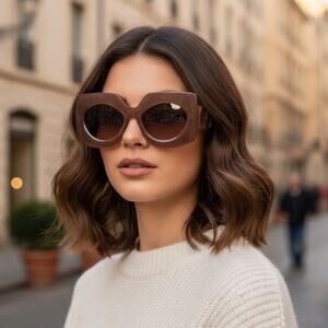 New! Valentino V SOUL VLS 127B Designer Brown Sunglasses, Authentic